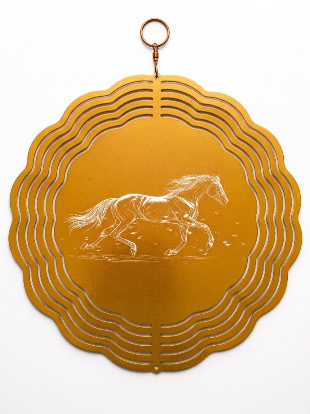 10" Running Horse Kinetic Wind Spinner - Yellow Metal Hanging Yard Decor